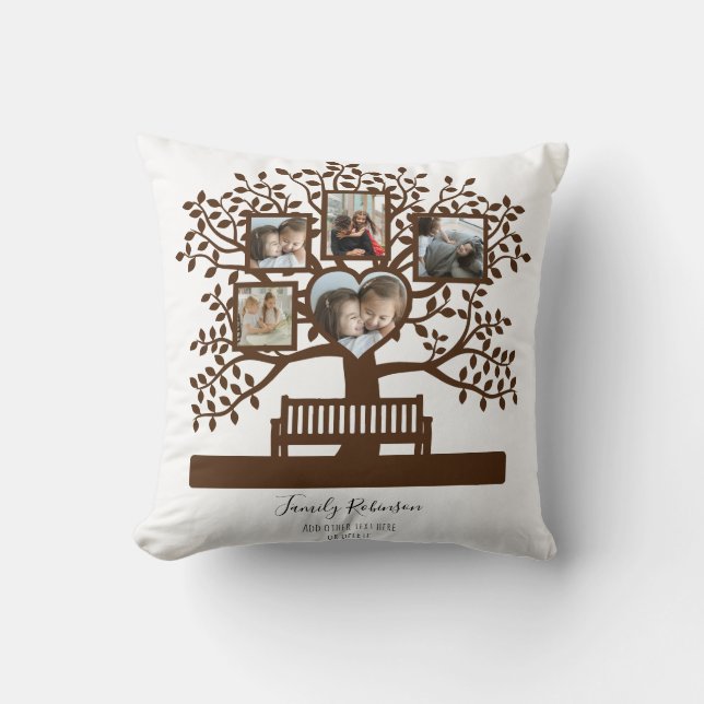 Family Tree Photo Collage Template Personalised Cushion (Front)