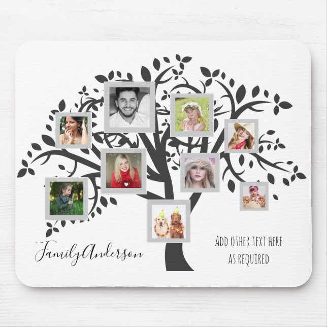 Family Tree Photo Collage Template Personalised Mouse Pad (Front)