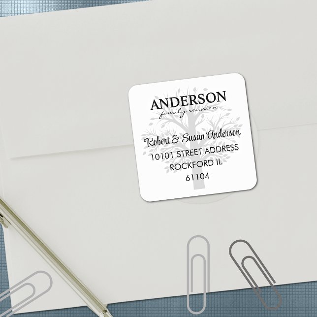 Family Tree Return Address Family Reunion Square Sticker (Creator Uploaded)