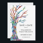Family Tree Reunion Save The Date<br><div class="desc">Ask your family to Save the Date for their Family Reunion with this stylish card. It features a colourful family tree which was originally made in glass mosaic. Easily customisable with your details. Use the Customise Further option to change the text size, style or colour if you wish. Because we...</div>
