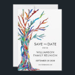 Family Tree Reunion Save The Date<br><div class="desc">Ask your family to Save the Date for their Family Reunion with this stylish card. It features a colourful family tree which was originally made in glass mosaic. Easily customisable with your details. Use the Customise Further option to change the text size, style or colour if you wish. Because we...</div>