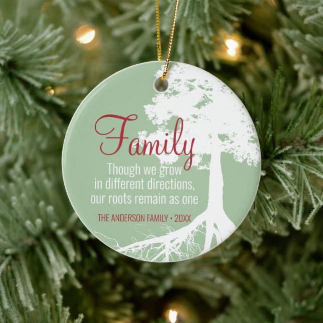 Family Tree Roots Photo Personalised Ceramic Ornament (Tree)