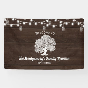 Family Tree String Lights Reunion Welcome Sign