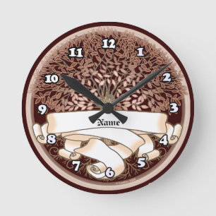 Family Tree Surname Round Clock