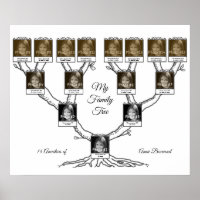 Family Tree with 15 Persons Custom Photo and Text