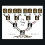 Family Tree with 15 Persons Custom Photo and Text Poster<br><div class="desc">You will need to know your ancestors to fill in 15 names. If you lack a few photos you can remove the photo template and add some text instead of photo. There are 3 text fields with larger fonts. You can easily customize, reposition or remove them. There are 3 versions...</div>