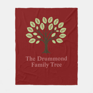 Family Tree With Birth Years Fleece Blanket