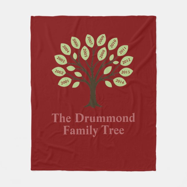 Family Tree With Birth Years Fleece Blanket (Front)