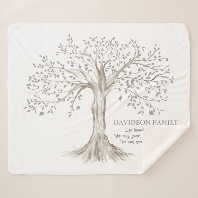Family Tree With Quote Personalised Sherpa Blanket (Front (Horizontal))