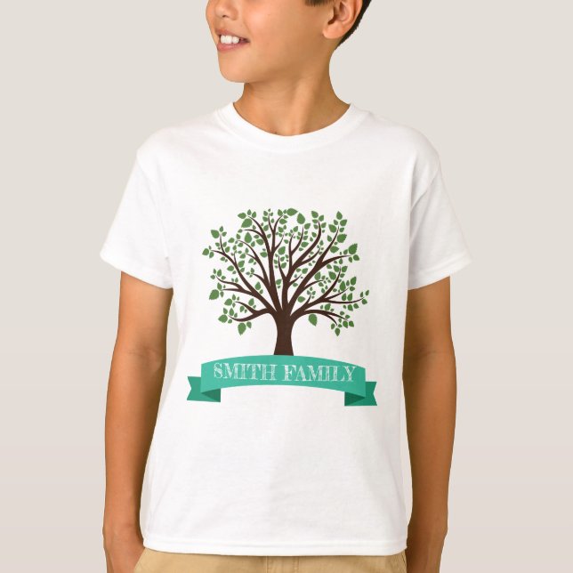 Family Tree with ribbon label T-Shirt (Front)