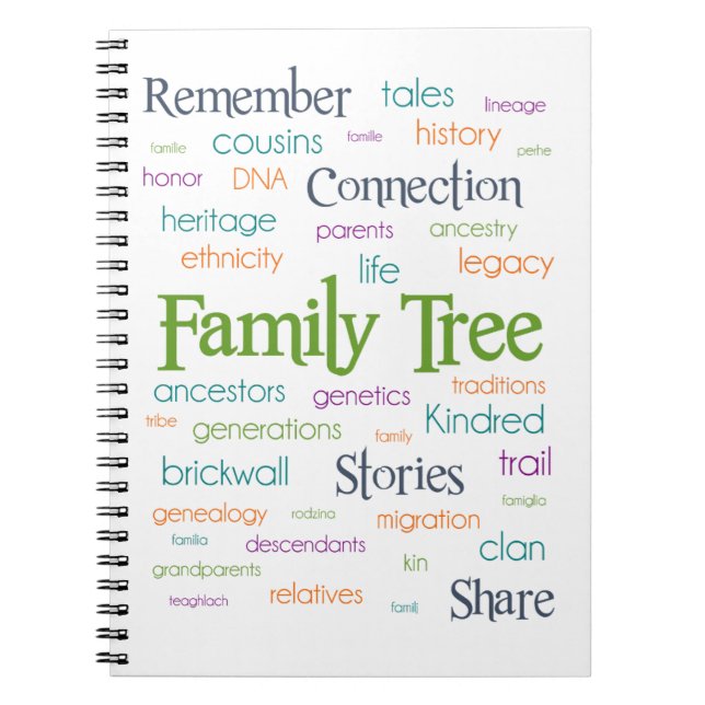Family Tree Word Art Notebook (Front)