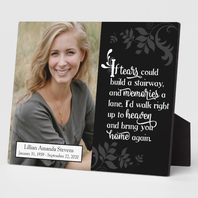 Family Tribute Memorial Condolence Plaque (Side)