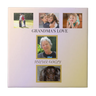 Family Tribute with Pet Photo Ceramic Tile
