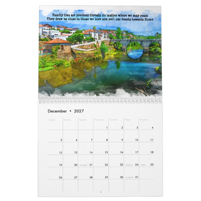Family Tributes Calendar (Dec 2027)