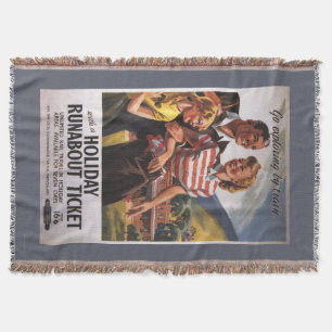 Family Trio on Holiday Runabout Savings Throw Blanket