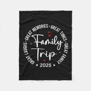 Family Trip Vacation 2025 Matching Summer Group Fleece Blanket
