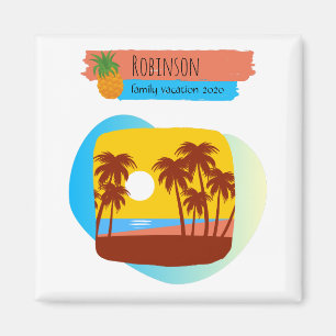 Family Tropical Beach Vacation Souvenir Magnet