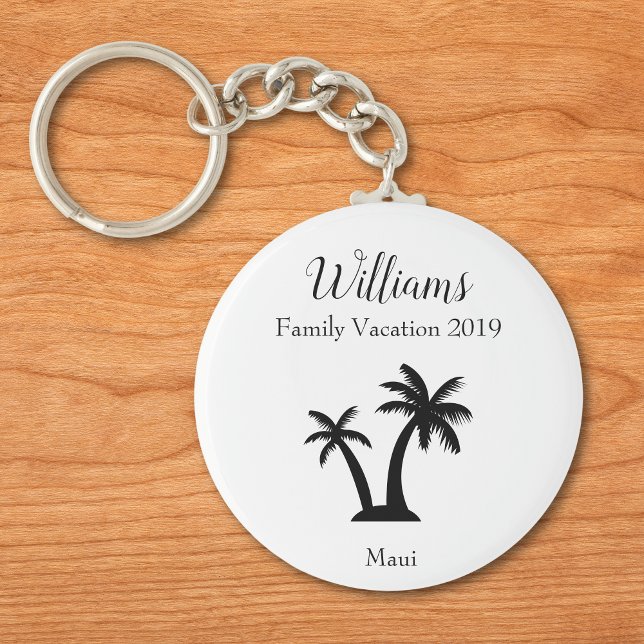 Family Tropical Vacation Palm Tree Keepsake Key Ring (Creator Uploaded)