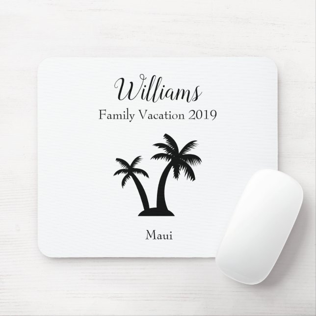 Family Tropical Vacation Palm Tree Keepsake Mouse Pad (With Mouse)