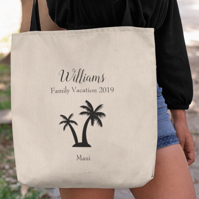 Family Tropical Vacation Palm Tree Keepsake Tote Bag (Creator Uploaded)