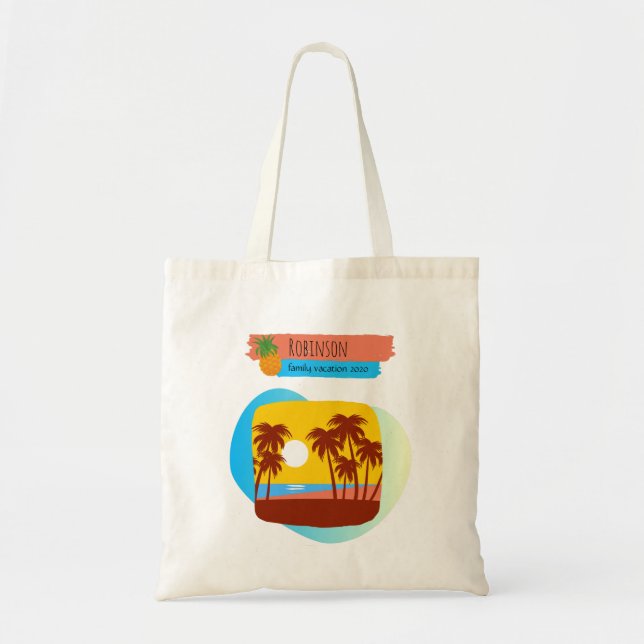 Family Tropical Vacation Souvenir Tote Bag (Front)