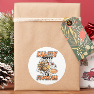 Family Turkey Pie Football Leaf Fall Thanksgiving Classic Round Sticker