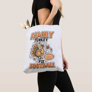 Family Turkey Pie Football Leaf Fall Thanksgiving Tote Bag