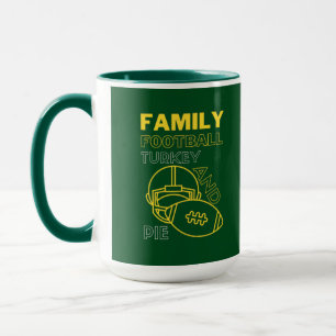 Family Turkey Pie Football Thanksgiving Mug