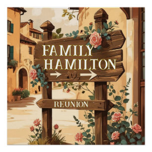 Family Tuscany Courtyard – Custom Signpost Print