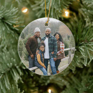 Family Two Photo Christmas Personalised Keepsake Ceramic Ornament
