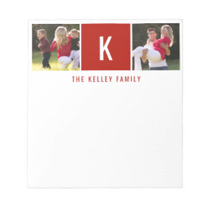 Family Two Photo Personalised Red Notepad