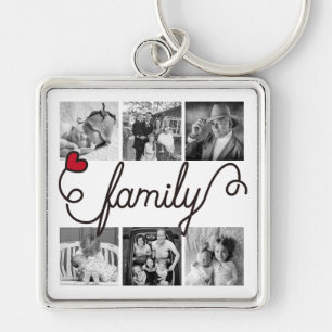 Family Typography Art Red Heart Instagram Photos Key Ring