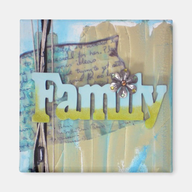 Family Typography Mixed Media Style Artwork Magnet (Front)