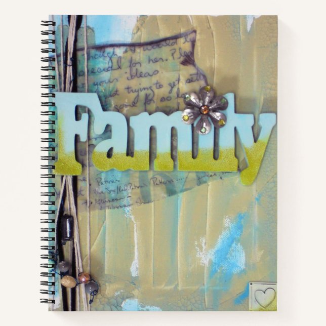 Family Typography Mixed Media Style Artwork Notebook (Front)