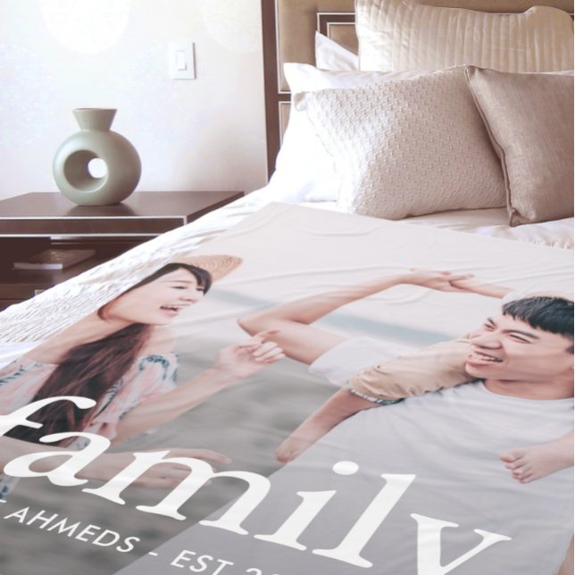 Family Typography Personalised Photo Fleece Blanket (Creator Uploaded)