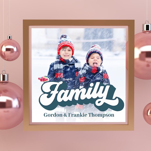 Family Typography Retro Template Photo Print (Custom retro style family lettering photo print)