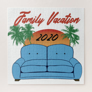 Family Vacation 2020 on the Sofa Funny Virus Joke Jigsaw Puzzle