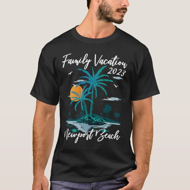Family Vacation 2023 Sunset California Newport Bea T-Shirt (Front)