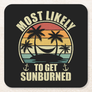 Family Vacation 2024 Most Likely To Get Sunburned Square Paper Coaster
