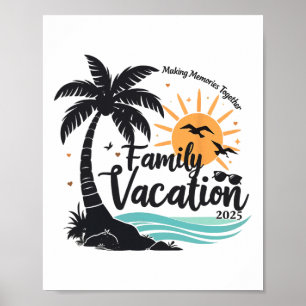 Family Vacation 2025 Beach Matching Family Summer Poster