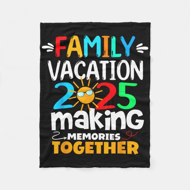 Family Vacation 2025 Beach Matching Summer Family  Fleece Blanket (Front)