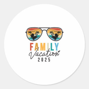 Family Vacation 2025 Beach Summer Men Women Kids M Classic Round Sticker