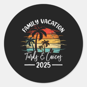 Family Vacation 2025 Vintage Turks And Caicos Beac Classic Round Sticker