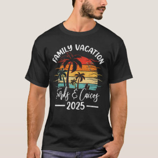 Family Vacation 2025 Vintage Turks Caicos Beach T-Shirt