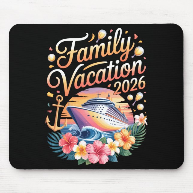Family Vacation 2026 Cruise Adventure Crew Long Sl Mouse Pad (Front)