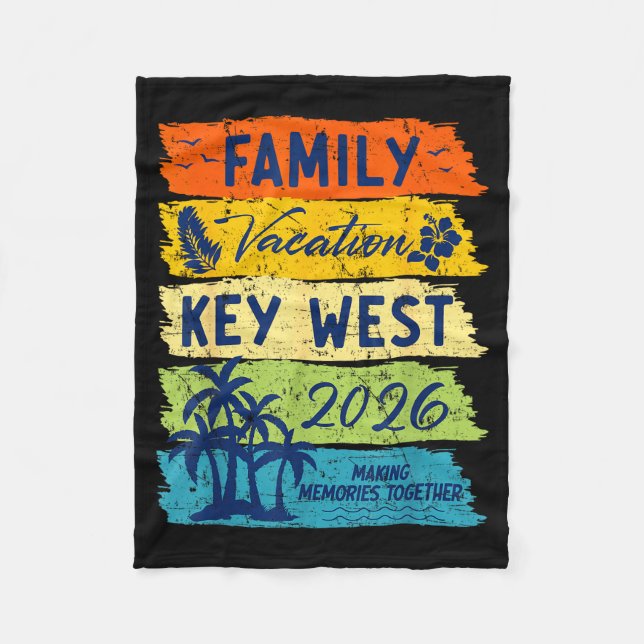 Family Vacation 2026 Key West Matching Summer Vaca Fleece Blanket (Front)