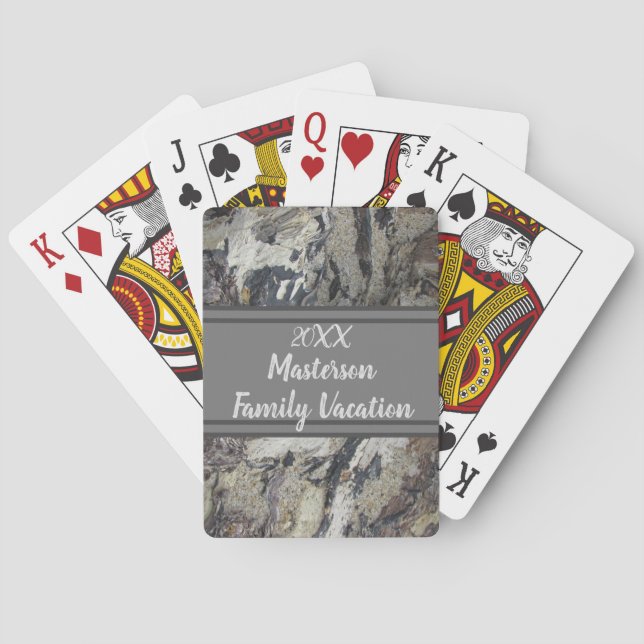 Family Vacation Beach Abstract Pattern Driftwood Playing Cards (Back)