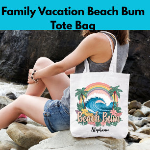 Family Vacation Beach Bum Palm Trees Floral Tote Bag