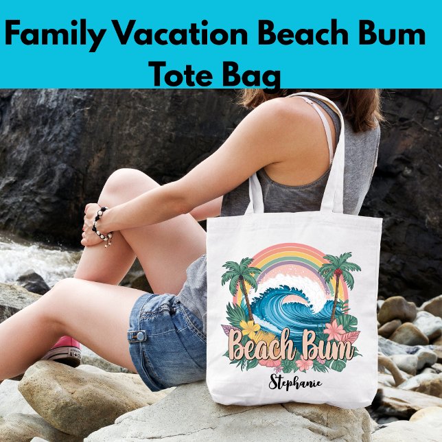 Family Vacation Beach Bum Palm Trees Floral Tote Bag (Creator Uploaded)