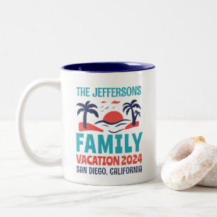 Family Vacation Beach Holiday Travel Souvenir Two-Tone Coffee Mug